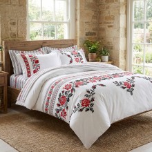 Спален комплект чаршафи - Шевица - Роза