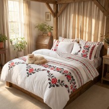 Спален комплект чаршафи - Шевица - Роза