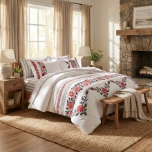 Спален комплект чаршафи - Шевица - Роза