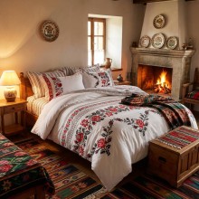 Спален комплект чаршафи - Шевица - Роза