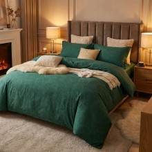 Спален комплект чаршафи  от 6 части, Флори - Зелен