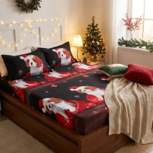 Спален комплект чаршафи с ластик от 3 части, Доги