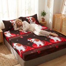 Спален комплект чаршафи с ластик от 3 части, Доги
