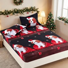 Спален комплект чаршафи с ластик от 3 части, Доги