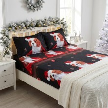 Спален комплект чаршафи с ластик от 3 части, Доги