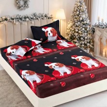 Спален комплект чаршафи с ластик от 3 части, Доги
