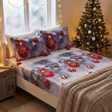 Спален комплект чаршафи с ластик от 3 части, Снежи