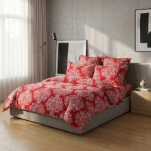 Луксозен спален комплект чаршафи от 6 части, Бродерия - Рубинен сън