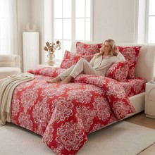 Луксозен спален комплект чаршафи от 6 части, Бродерия - Рубинен сън