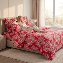 Луксозен спален комплект чаршафи от 6 части, Бродерия - Рубинен сън