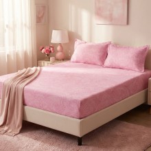 Спален комплект чаршафи с ластик от 3 части, Флори - Пепел от рози