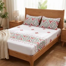 Спален комплект чаршафи с ластик от 3 части, Шевица - Мери