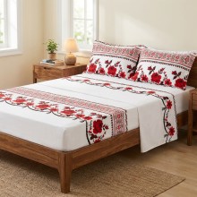 Спален комплект чаршафи с ластик от 3 части - Шевица - Нели