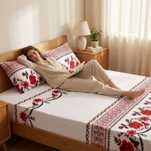 Спален комплект чаршафи с ластик от 3 части - Шевица - Нели