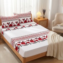 Спален комплект чаршафи с ластик от 3 части - Шевица - Нели