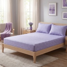 Спален комплект чаршафи с ластик от 3 части, Еви - Лила