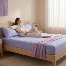 Спален комплект чаршафи с ластик от 3 части, Еви - Лила