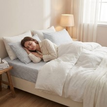 Спален комплект чаршафи с ластик от 3 части, Еви - Сив