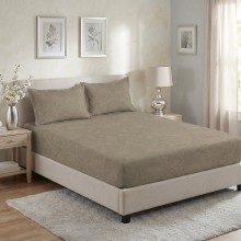 Спален комплект чаршафи с ластик от 3 части, Еви - Кафяв