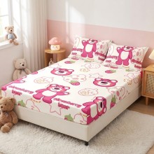 Спален комплект чаршафи с ластик от 3 части, Ягодовото мече