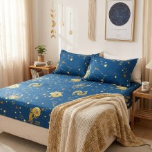 Спален комплект чаршафи с ластик от 3 части, Зодиак