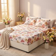 Спален комплект чаршафи с ластик от 3 части, Пролет