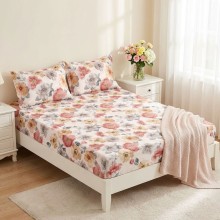 Спален комплект чаршафи с ластик от 3 части, Пролет