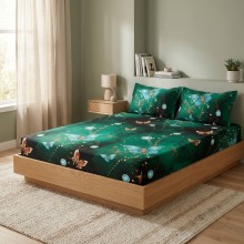 Спален комплект чаршафи с ластик от 3 части, Водна градина