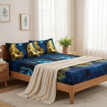 Спален комплект чаршафи с ластик от 3 части, Аквариум