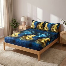 Спален комплект чаршафи с ластик от 3 части, Аквариум