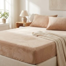 Спален комплект чаршафи с ластик от 3 части, Вера - Кафяв