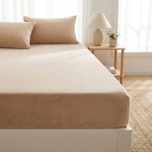 Спален комплект чаршафи с ластик от 3 части, Вера - Кафяв