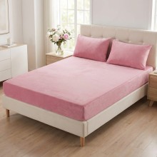 Спален комплект чаршафи с ластик от 3 части, Вера - Розов