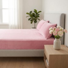 Спален комплект чаршафи с ластик от 3 части, Вера - Розов