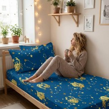 Единичен комплект чаршафи с ластик  от 3 части, Зази