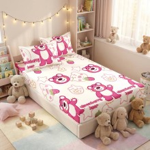 Единичен комплект чаршафи с ластик  от 3 части, Мече