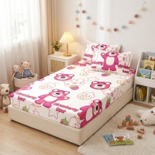 Единичен комплект чаршафи с ластик  от 3 части, Мече