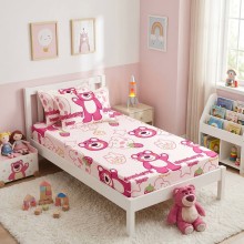 Единичен комплект чаршафи с ластик  от 3 части, Мече