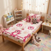 Единичен комплект чаршафи с ластик  от 3 части, Мече