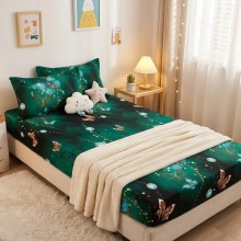 Единичен комплект чаршафи с ластик от 3 части, Панделки