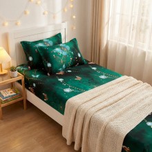 Единичен комплект чаршафи с ластик от 3 части, Панделки