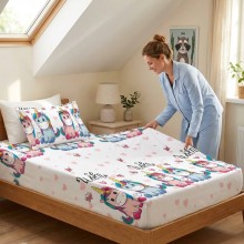 Единичен комплект чаршафи с ластик от 3 части, Емели