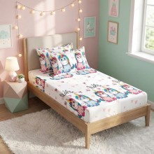 Единичен комплект чаршафи с ластик от 3 части, Емели