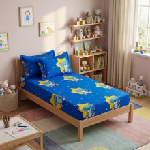 Единичен комплект чаршафи с ластик от 3 части, Меченце