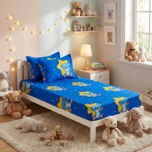 Единичен комплект чаршафи с ластик от 3 части, Меченце