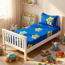 Единичен комплект чаршафи с ластик от 3 части, Меченце