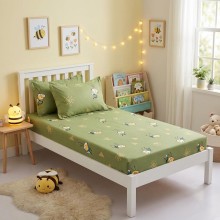 Единичен комплект чаршафи с ластик от 3 части, Грас