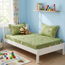 Единичен комплект чаршафи с ластик от 3 части, Грас