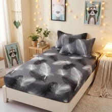 Единичен комплект чаршафи с ластик от 3 части, Перце