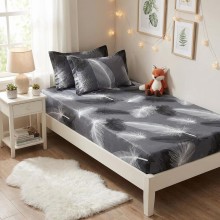 Единичен комплект чаршафи с ластик от 3 части, Перце